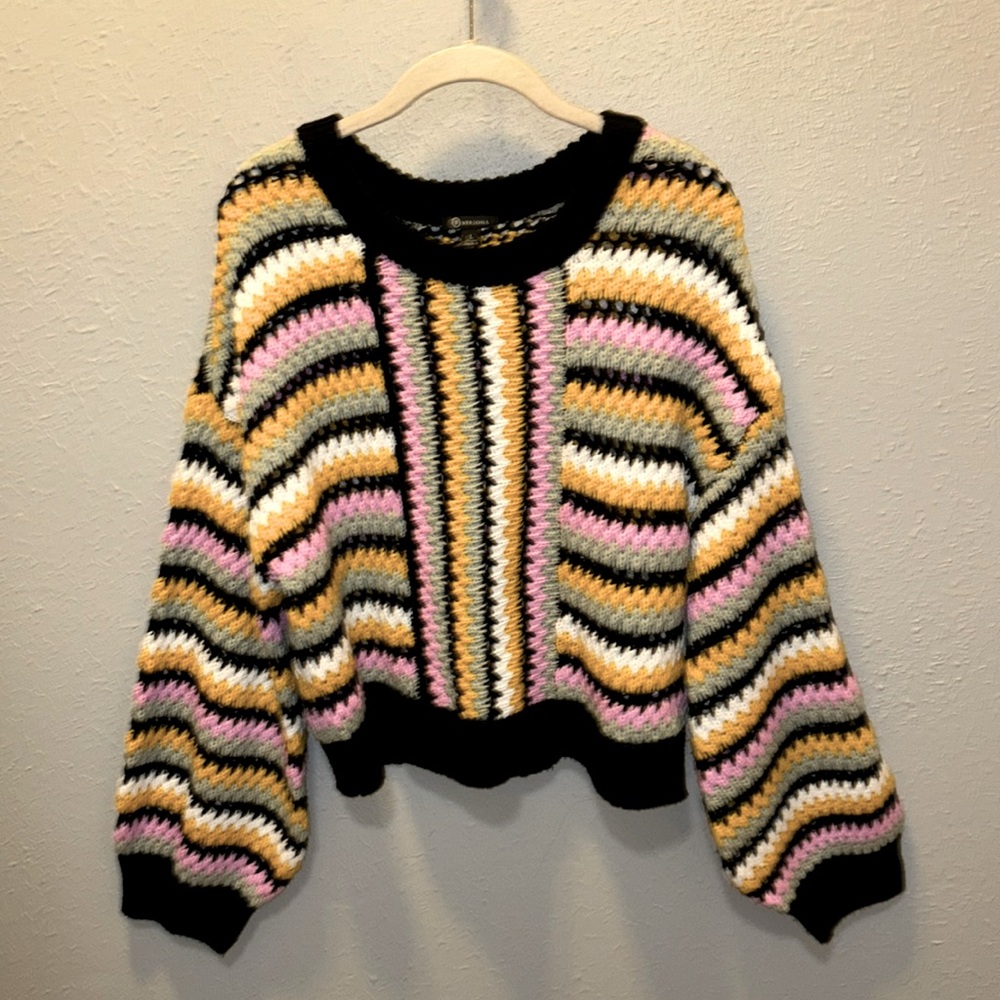 Versona Boho Chunky Oversized Sweater Trendy Crop Style Women’s Size Large